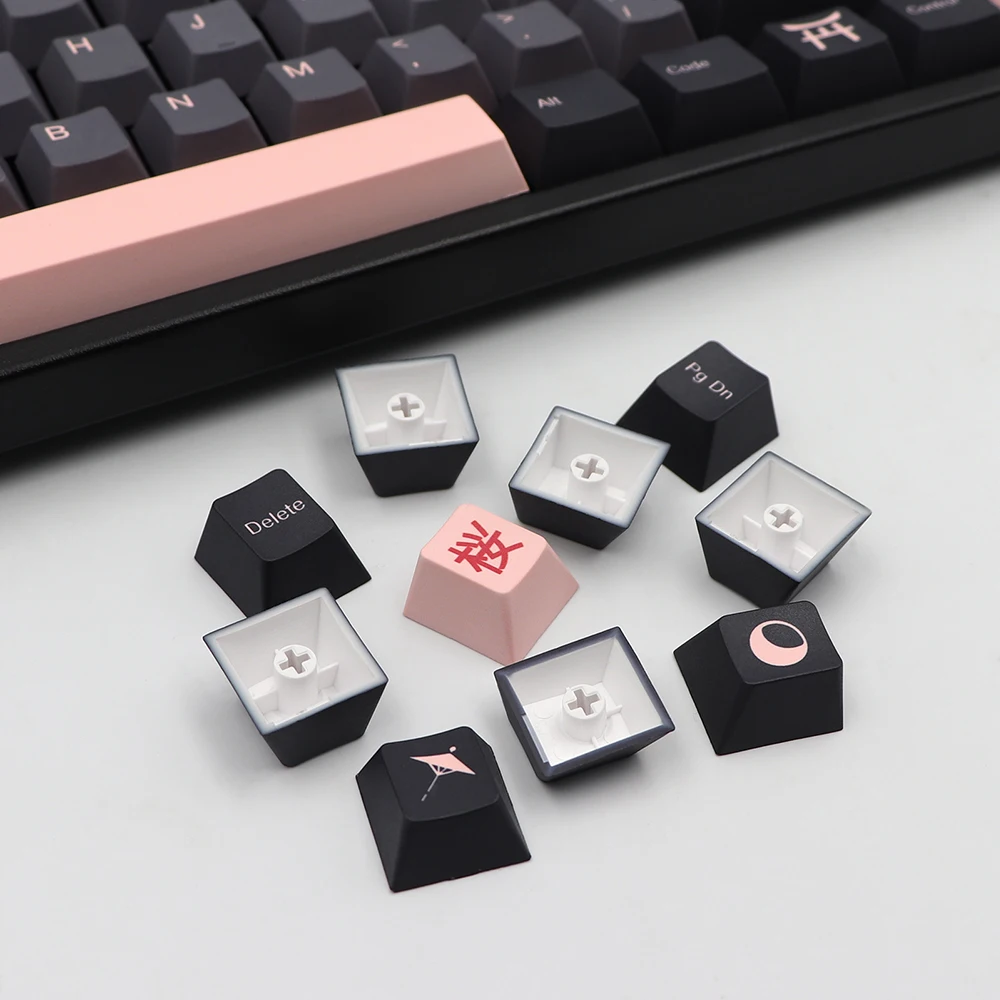 Capuchons de clavier Sakura en pbt, japonais, pour clavier mécanique, GMK-KEY nuit, gmk, dz60/RK61/64/gk61/68/75/84/87/96/980/104/108