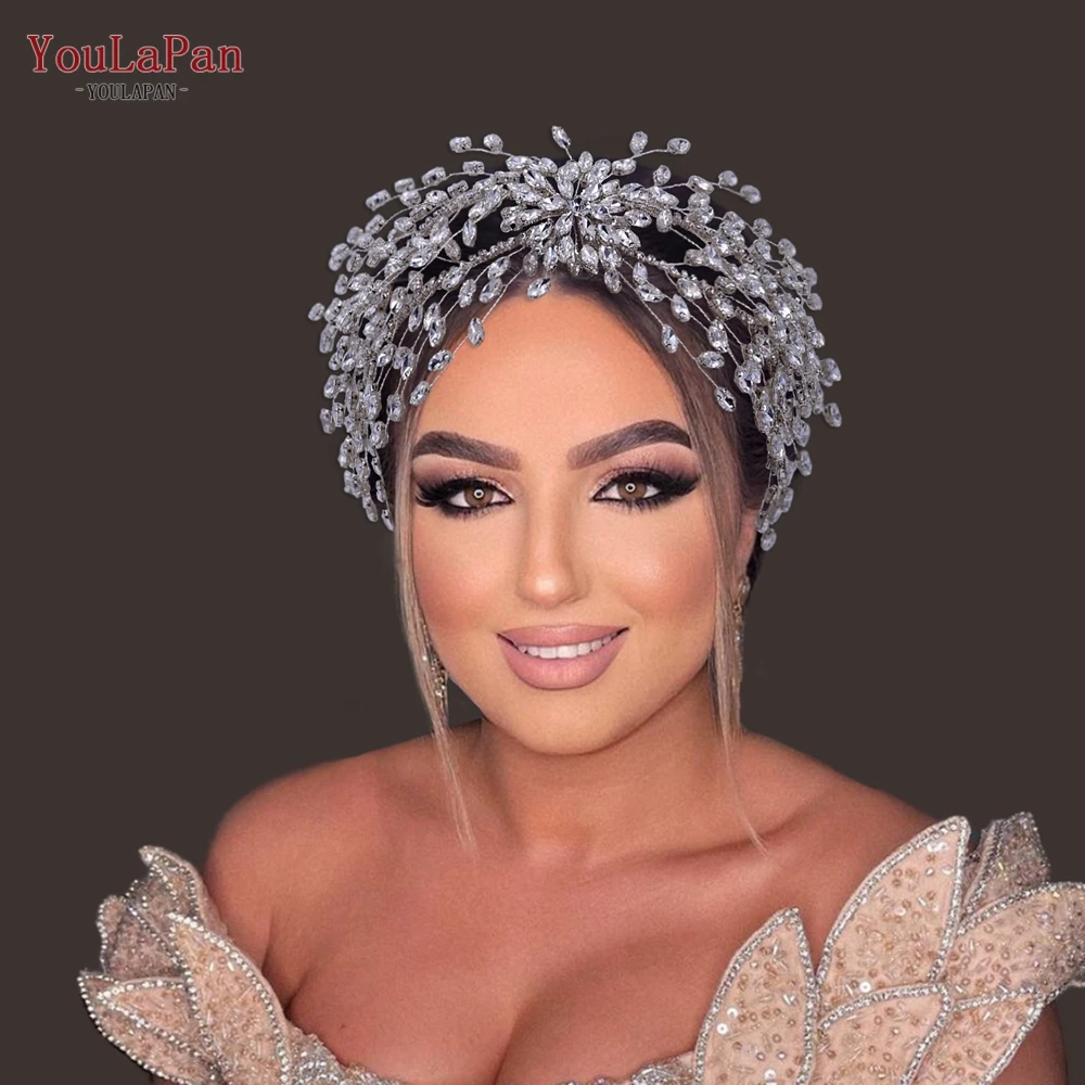 Youlapan hp422 acessórios de cabelo casamento noiva bandana princesa coroa nupcial headpiece cristal luxo strass tiara