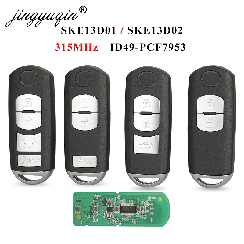 

Jingyuqin, 315 МГц, ID49, чип стандарта SKE13D02, 2/3/4BTN, для Mazda 3, 6, Φ Miata, 2013-2019, Mitsubishi System