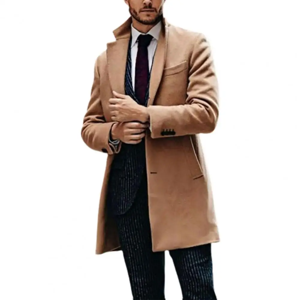 Trench da uomo classico autunno inverno giacca lunga cachi collo monopetto colletto rovesciato cappotto da uomo termico formale stile britannico