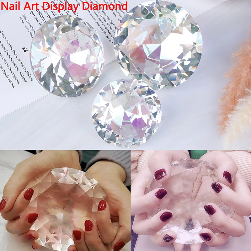 Nail Art Display 60mm 70mm 80mm Transparent Glass Crystal Diamond Hand Model Shoot Ornament Jewelry Manicure Accessory Pro Tool