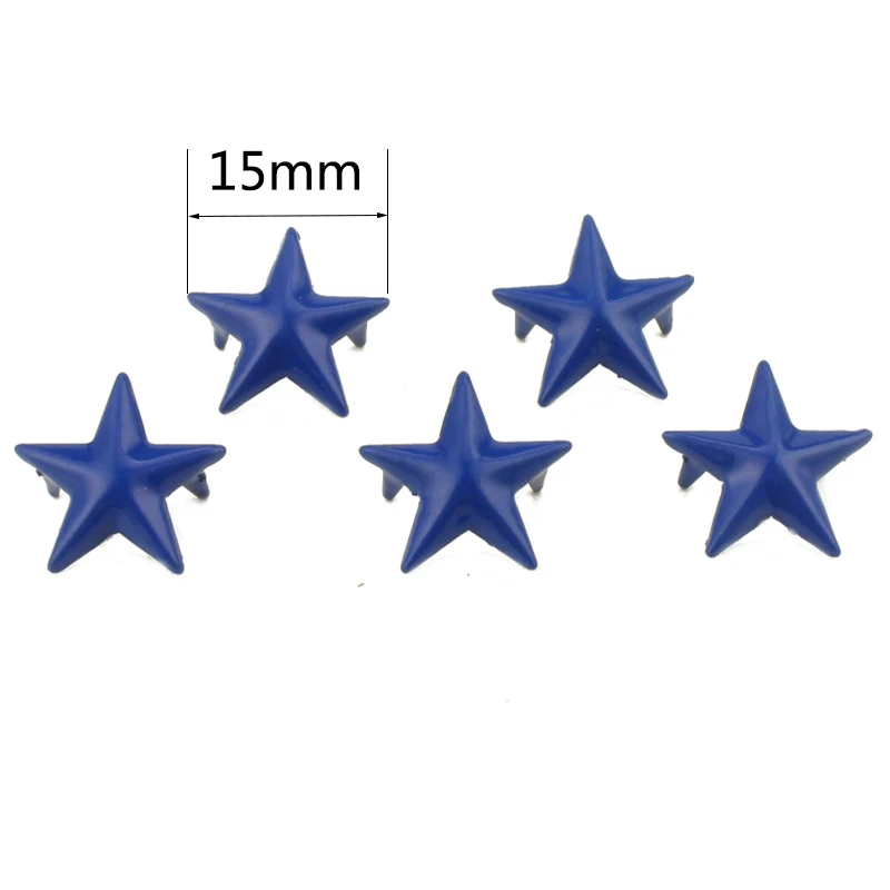 300pcs 15mm Colorful Pentagram Claws Rivets For Leather Candy Colors Stars Punk Spikes For Clothes Bag Belt Diy Accessory