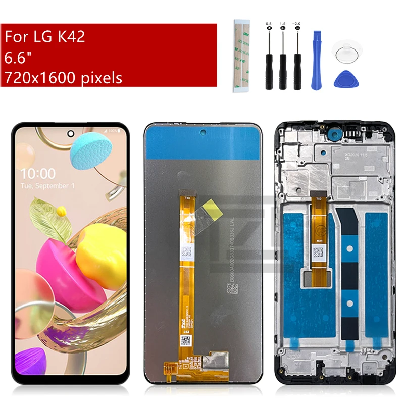 For LG K42 LCD Display Touch Screen Digitizer Assembly With Frame K420 LM-K420 Display Replacement Repair Parts 6.6\