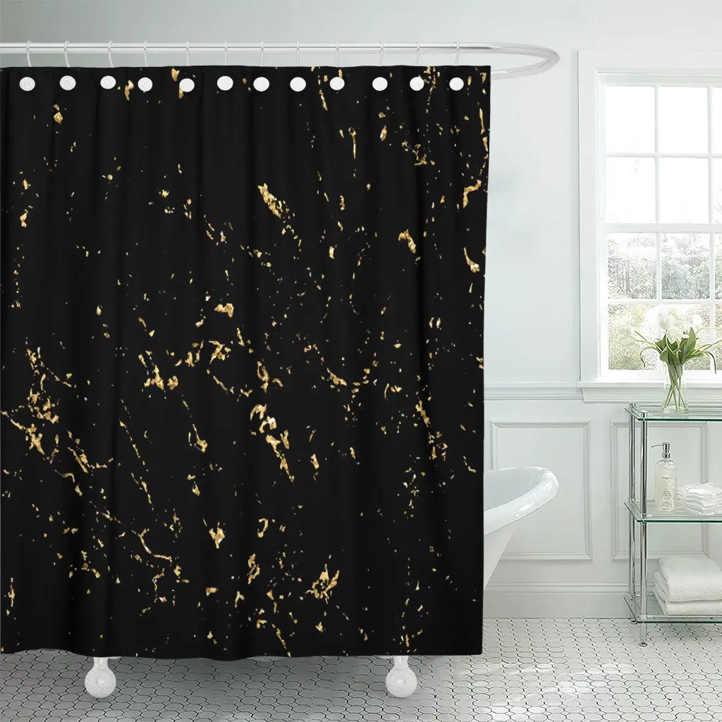 Marble Gold Patina Scratch Golden Sketch to Create Distressed Effect Overlay Distress Grain Graphic Shower Curtain Waterproof