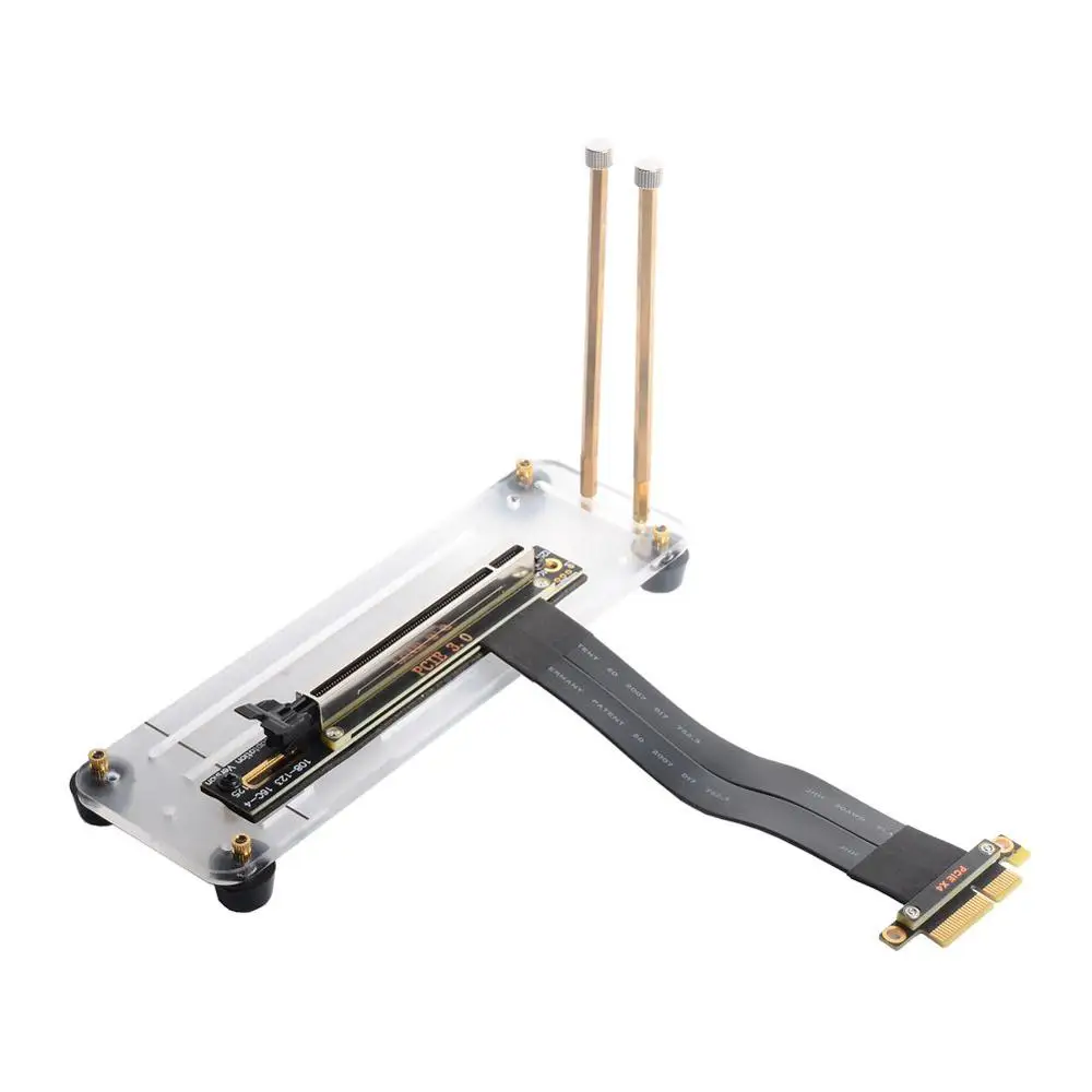 PCI-E 3.0 GEN3 4x إلى 16X الناهض تمديد كابل x4 x16 PCIe بطاقة جرافيكس عمودي مسنده قوس وحدة معالجة الرسومات وحامل المواجهة