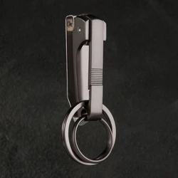 High-End Metal Men Waist Hanging Double Ring Keychain Can Be Interspersed With Belt Creative Simplicity Car Key Chain Key Ring