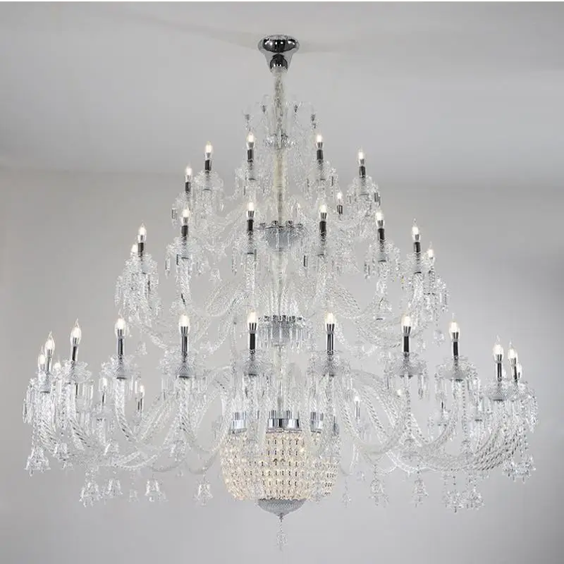 50 Pcs Large Europe Chuch Chandelier Crystal Droplight Hotel Furniture Parlor stairs E14 Led Candle Chandeliers Lustre Moderno