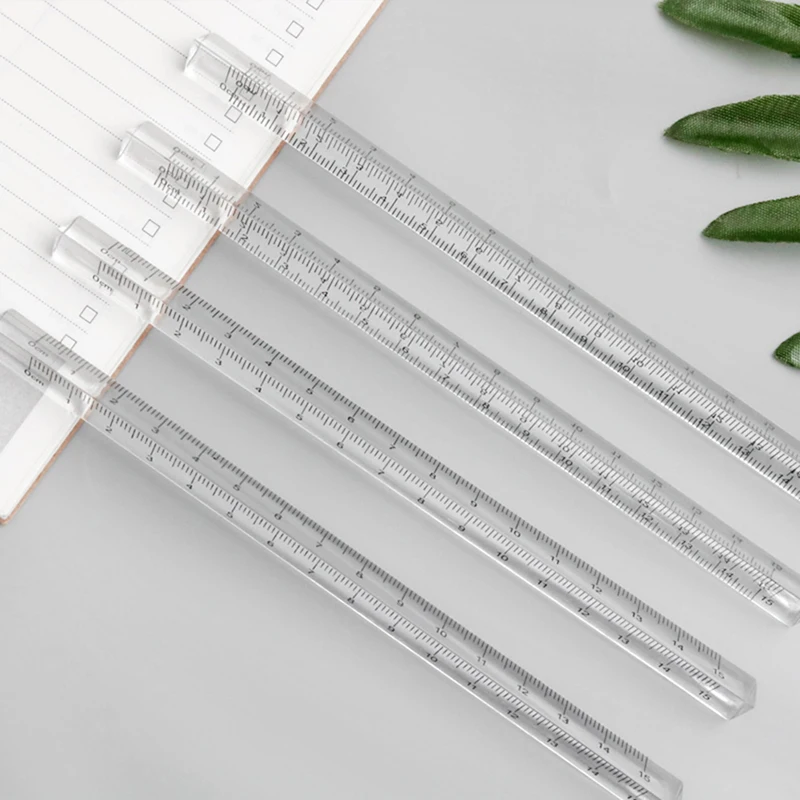 15cm Transparent Straight Ruler Students Stationery Simple Triangular Rulers Kids Scale on Both Sides Acrylic Measuring Tools
