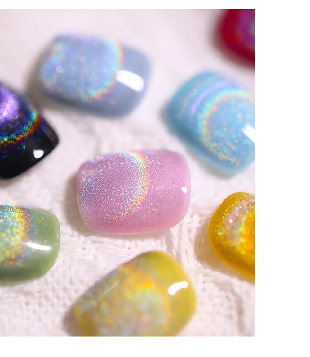 Vendeeni 15ml Universeller Regenbogen-Katzenaugen-Gel-Nagellack Laser-Glitzer Magnetischer Gel-Lack Kann mit Jeder Grundfarbe Kombiniert Werden – Detail 14
