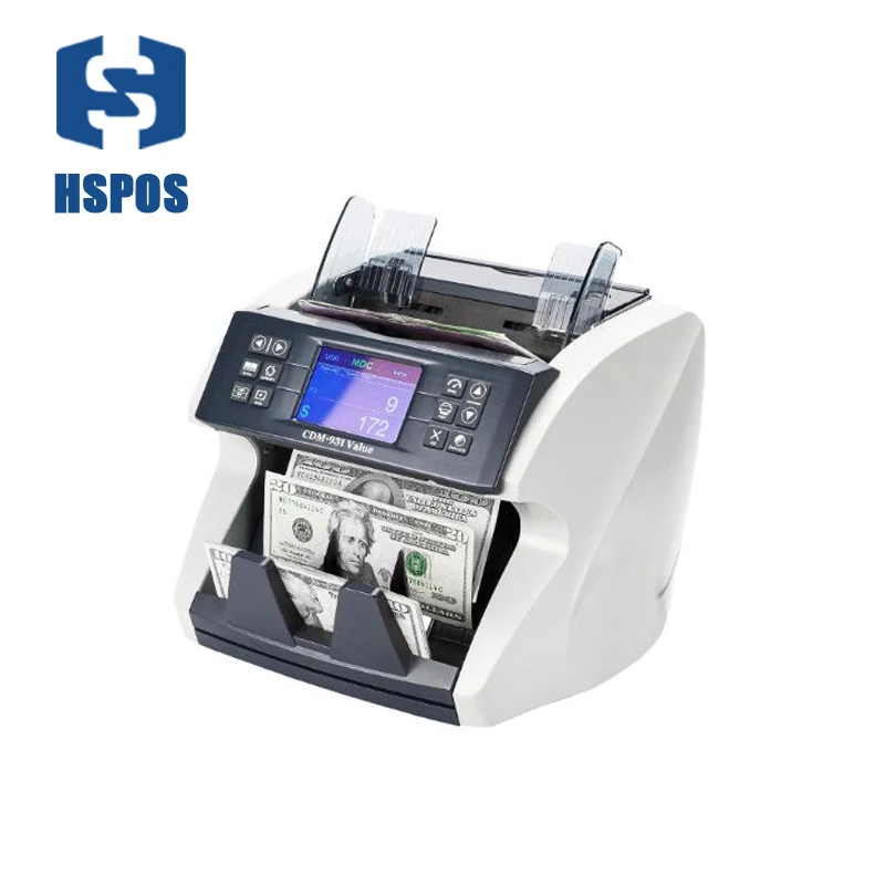 

HSPOS Money Counter Bill Cash Counting Machine Milti Currency Banknote Counter Fake Money Dectecting for USD EUR HS-770