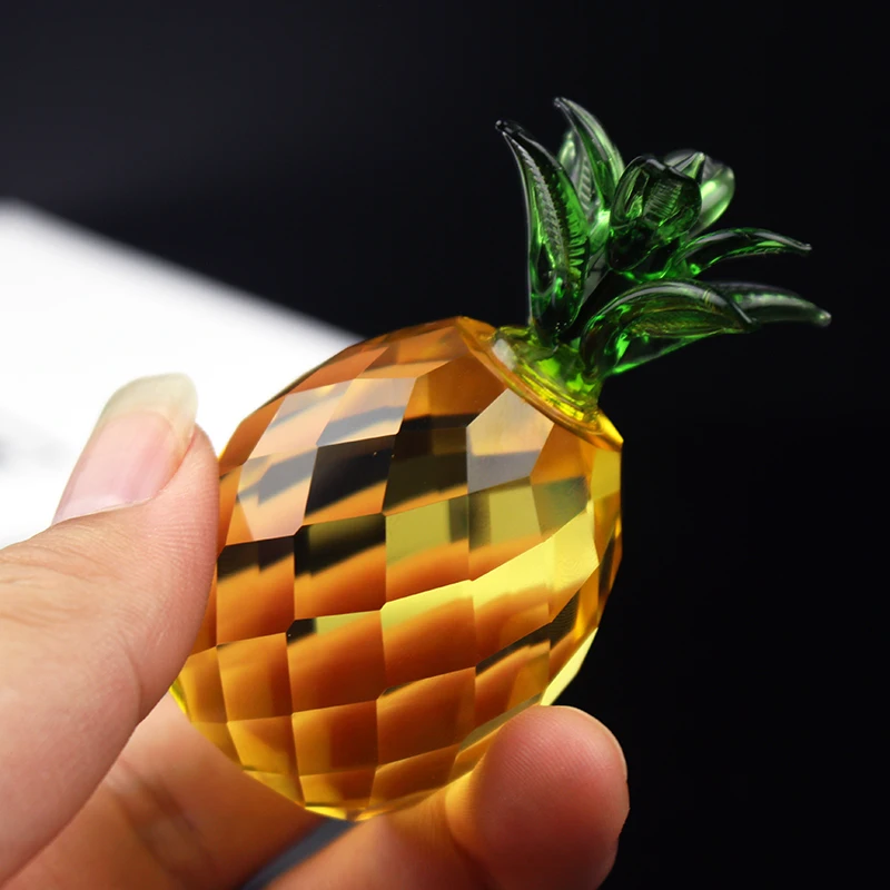 Miniature Crystal Pineapple Paperweight Glass Fruit Model Figurines Office Home Wedding Decoration Accessory Kids Birthday Gifts