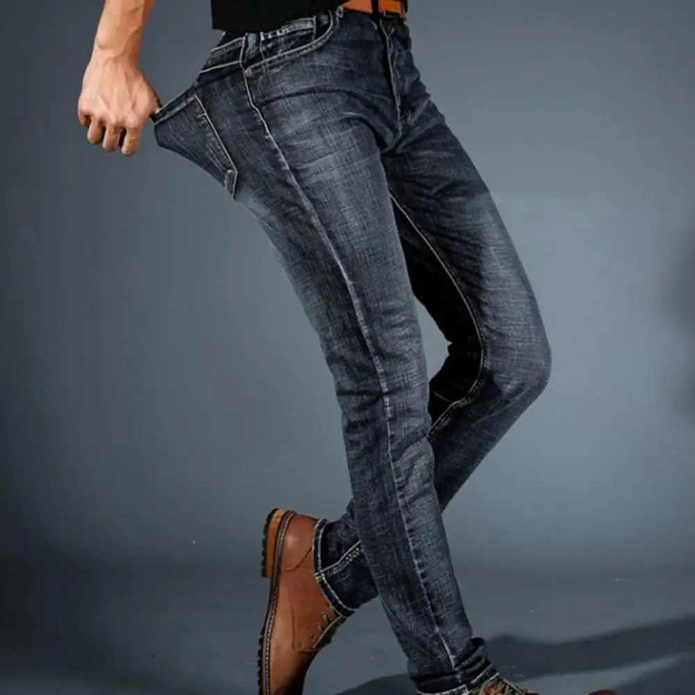 Pants Stretch Long Jeans Mid Rise Men's Jeans Men's Fashion Slim Fit Jeans Plus Size European Men's Denim Pants