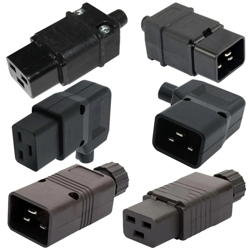 Black PDU UPS C19 C20 Wiring Connector Female Male Rewirable Industry Plug Online Assemble Electric Power Socket Converter 3500W