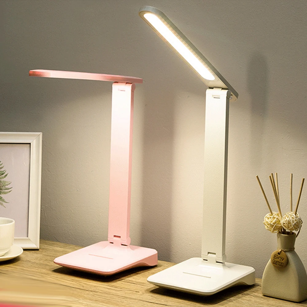 

USB Rechargeable LED Desk Lamp Foldable Touch Sensor Control Study Reading Light Eye Protection Dimmable Bedside Table Lamp