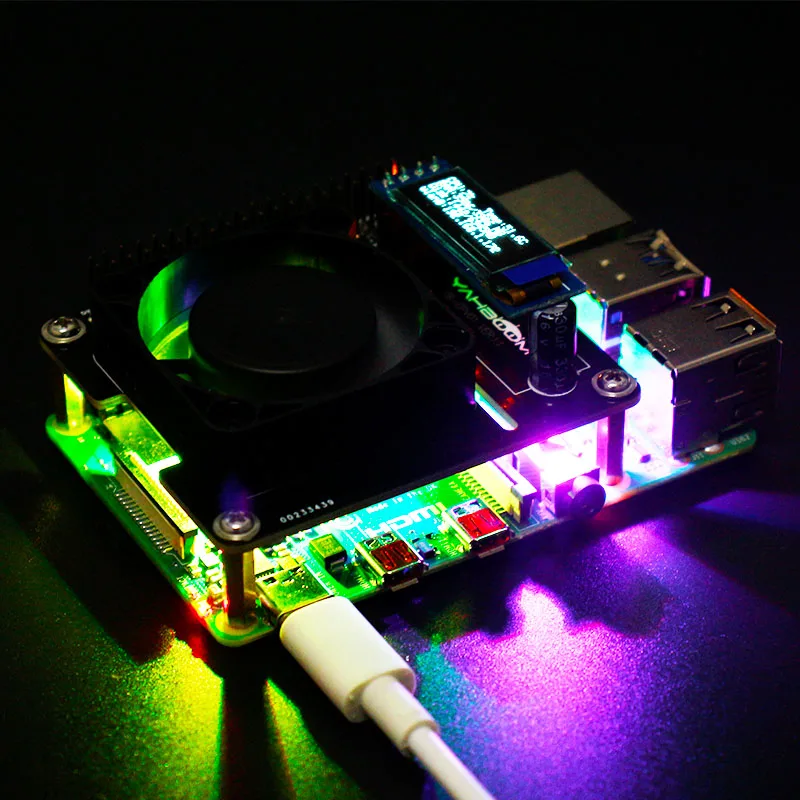 Raspberry Pi 4 ventola di raffreddamento scheda di espansione controllo velocità intelligente cappello di raffreddamento RGB con Display OLED per Raspberry Pi 3B +/3B