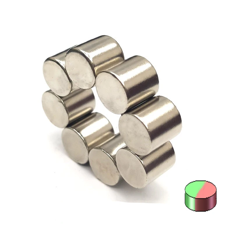 Dia. 10x8mm Bracelet Magnet NdFeB Disc Diametrically Magnetized N42 Neodymium Permanent Magnets NiCuNi Plated