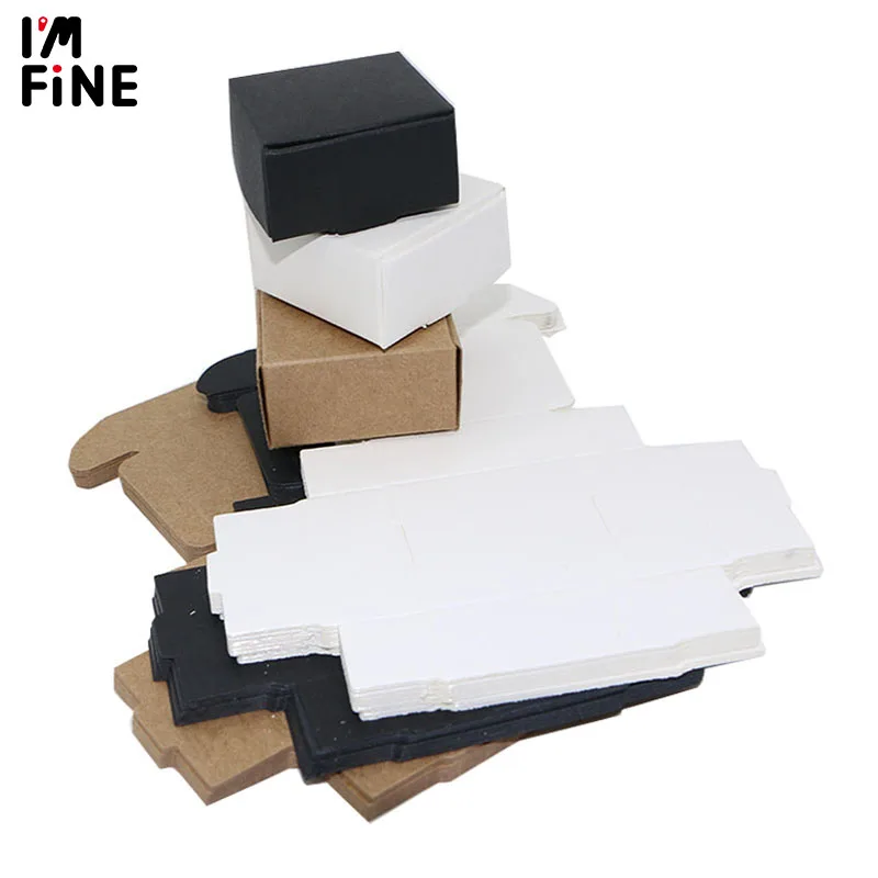 13 sizes Small Black Cardboard gift box,white Package paper carton box kraft paper handmade soap packaging craft box folding