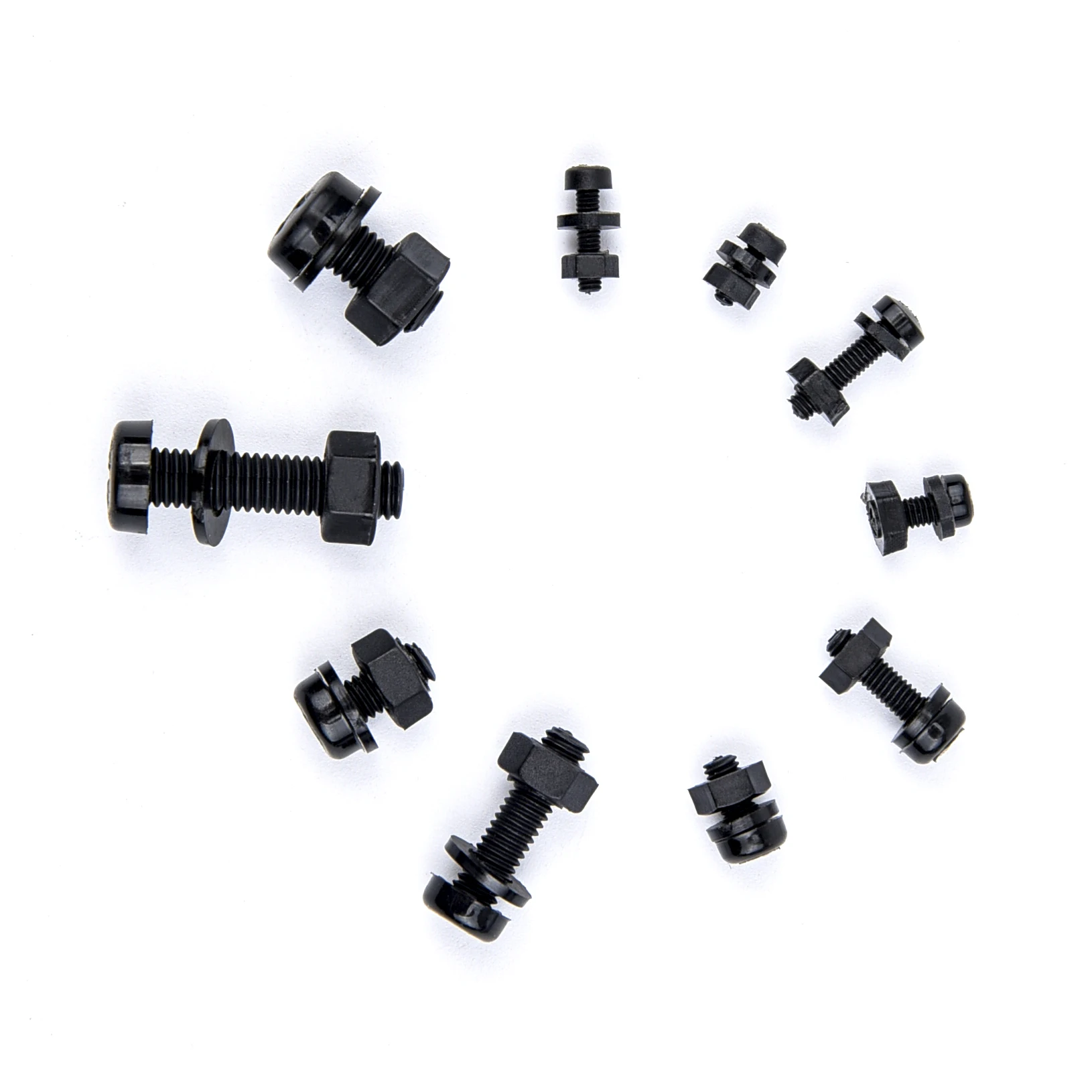 510PCS Metric M2 M2.5 M3 M4 M5 Black Nylon Phillips Pan Head Screws Hex Nut Flat Washer Kit for FPV Drone Motor Quadcopter