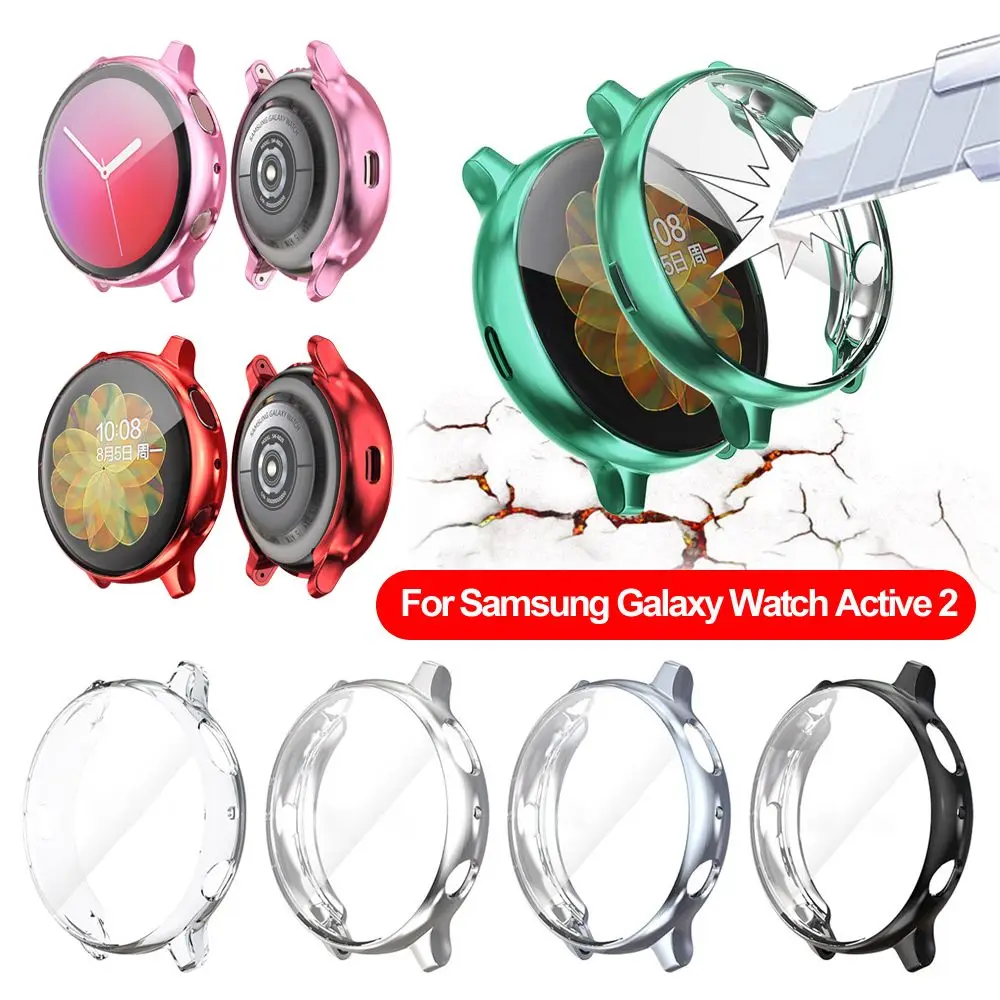 Slim Full Cover 40mm 44mm TPU Watch Case For Samsung Galaxy Watch Active 2 Electroplate Screen Protector