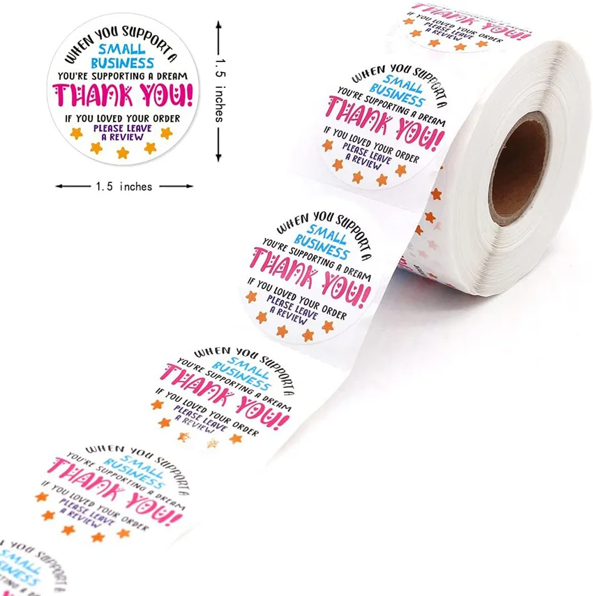 1.5inch Thank You Stickers Please Leave a Review with Colour Design Stickers Handmade Small Business Gift Packaging Seal labels