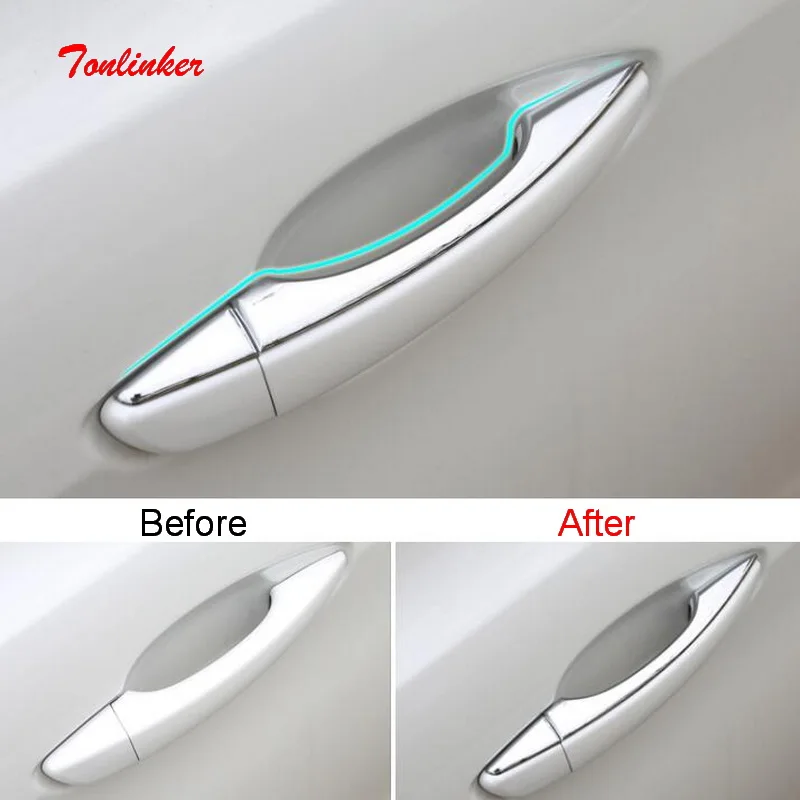 Tonlinker Exterior Door handle Cover case Stickers for Peugeot 301/508/3008/4008 Car Styling 8 PCS ABS Chrome Cover stickers