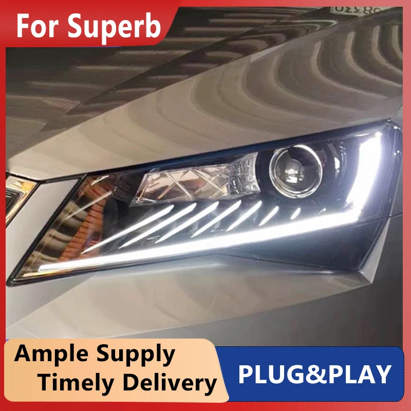 Car Styling Head Lamp for Superb Headlights 2016-2019 Superb LED Headlight DRL LED Projector Lens Auto Accessories