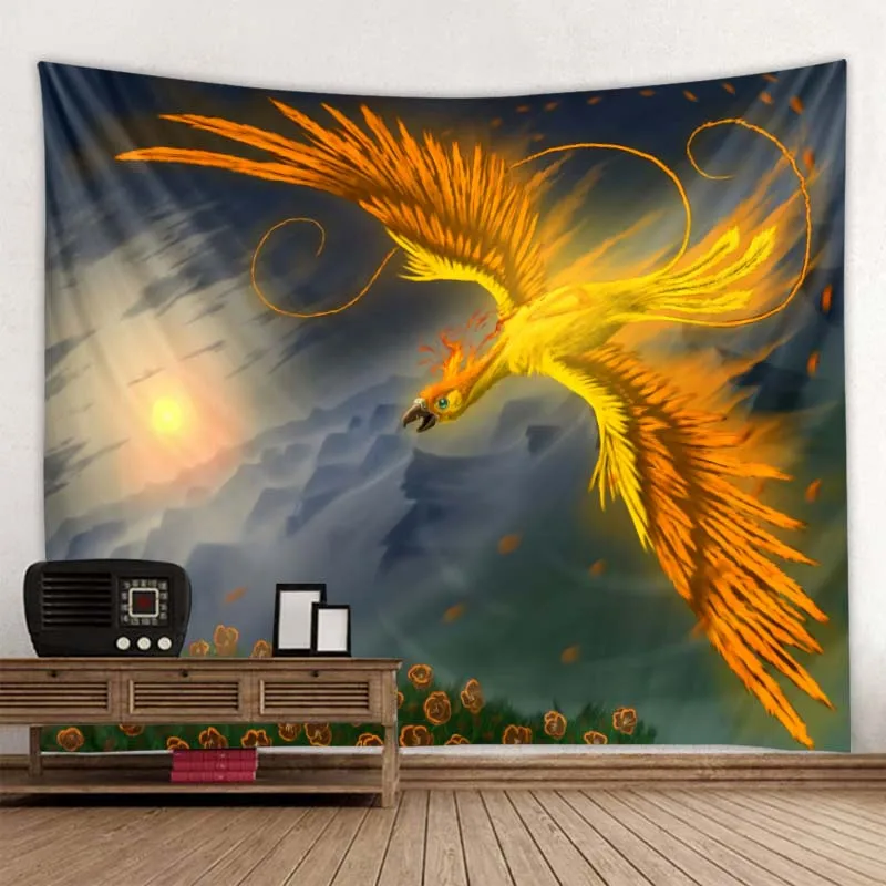 Psychedelic Phoenix 3D printing big tapestry wall hanging home decoration wall tapestry bohemian hippie yoga mat beach mat