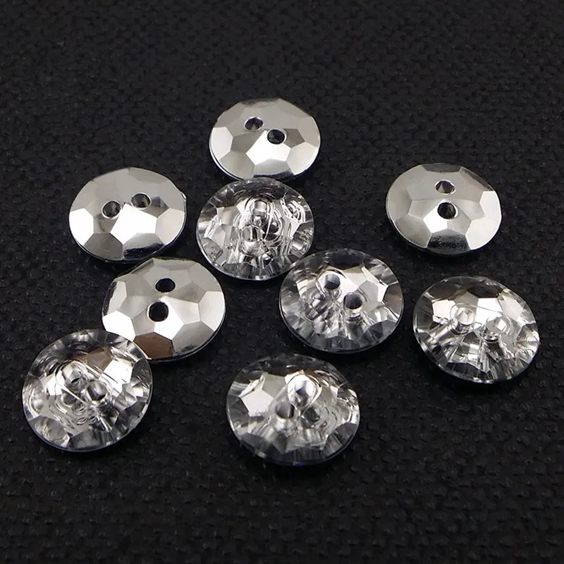 18/20mm  Clear White acrylic Buttons Sewing Rhinestones Round Acrylic Button Sew On Strass Crystals Point Stones for Clothing