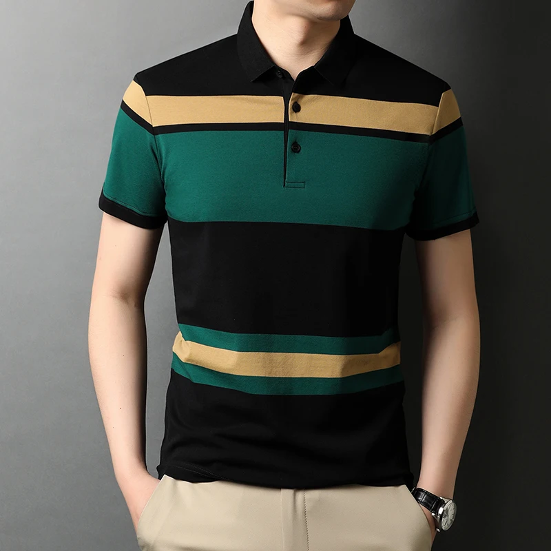 

Top Grade New Summer Brand Striped Mens Designer Polo Shirts Cotton Short Sleeve Casual Tops Fashions Men Clothing Large Size