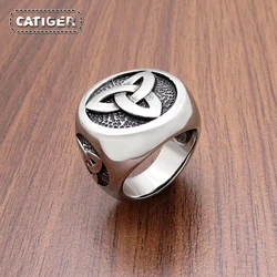 Viking Stainless Steel Celtics Knot Ring Golden Plated Nordic Trinity Wedding Rings Men's Band Promise Jewelry