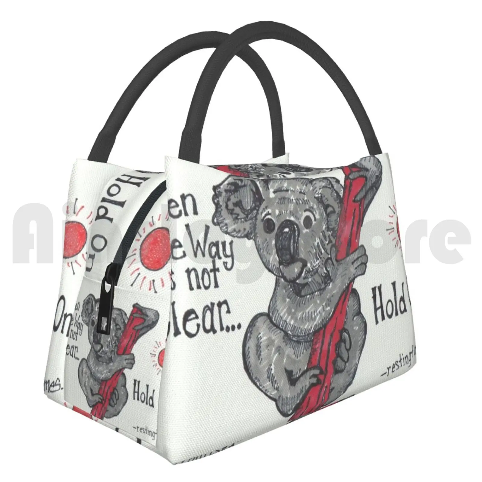 Cooler Lunch Bag Picnic Bag Hold On Koala Koala Bear Hold On Peace Love