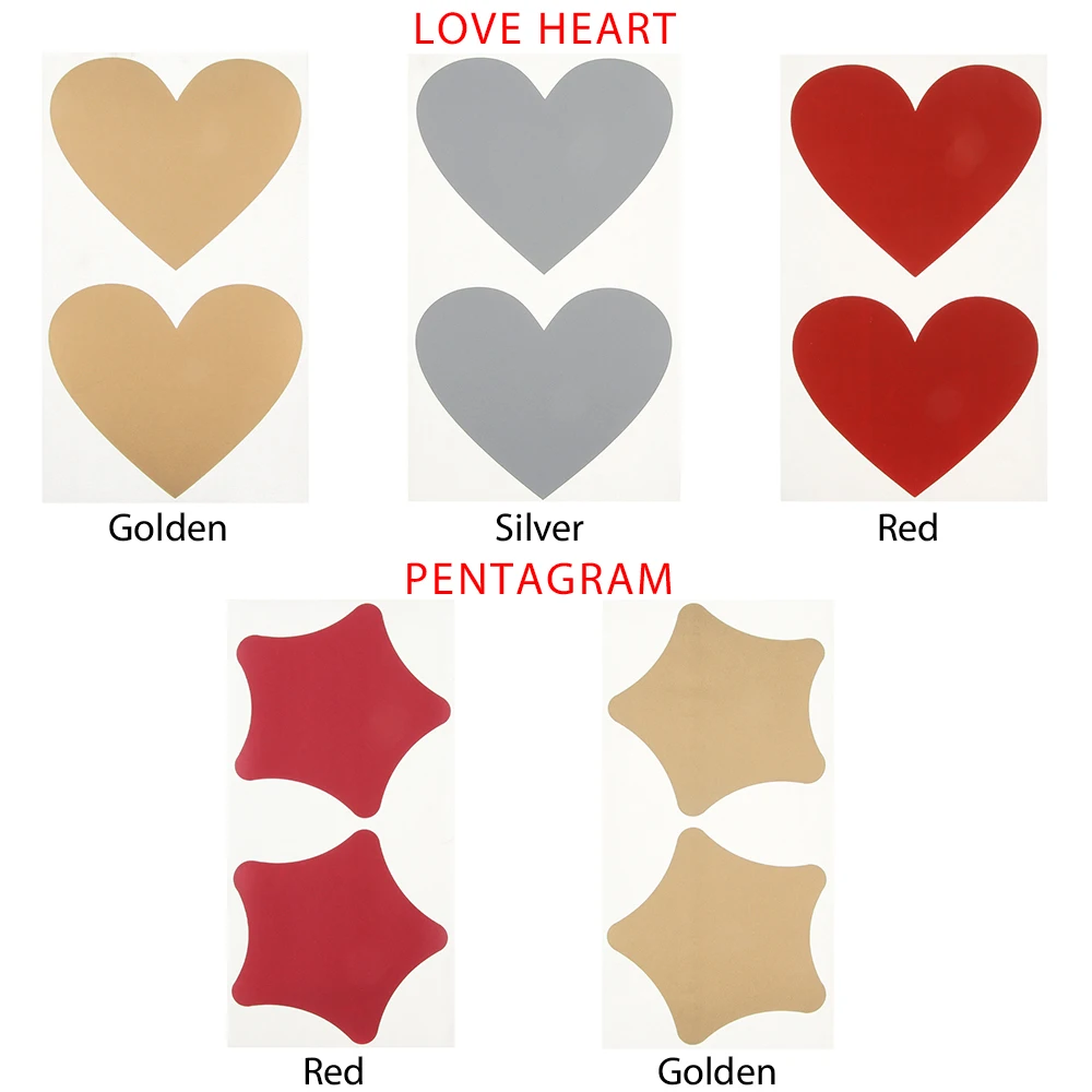 50Pcs/Set Color Multi-use Cute Love Pentagram Shape Scratch Card Sticker DIY Postcard Wedding Gift Self-adhesive Coating Sticker