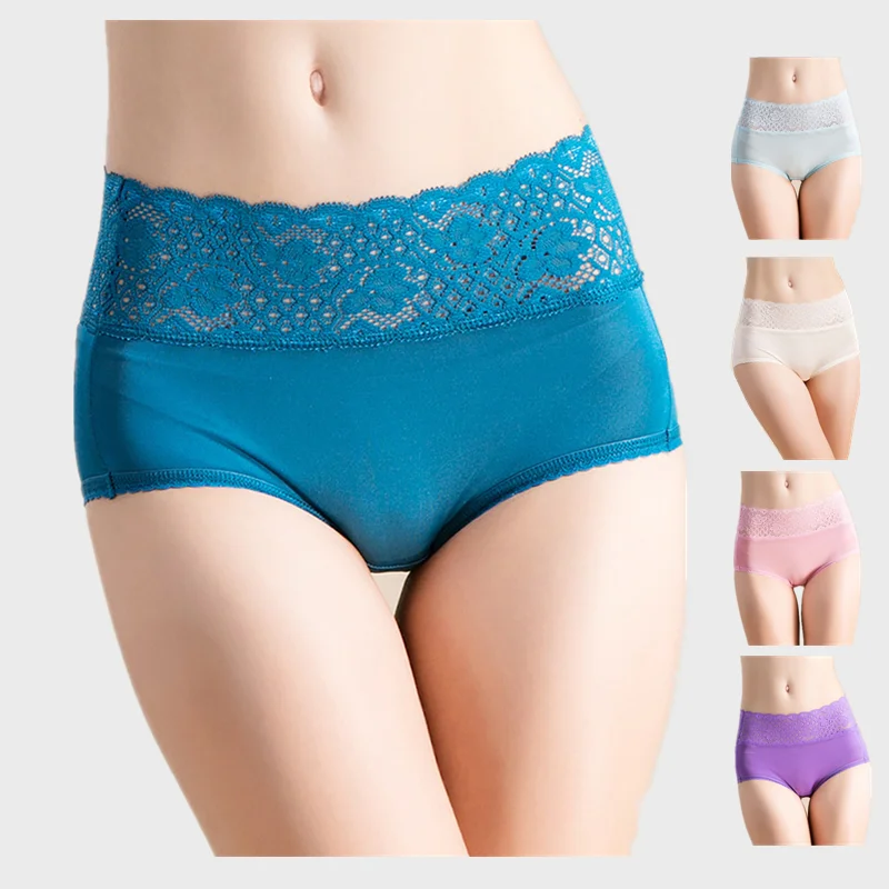 

Birdsky, 3PCS Women silk briefs panties knitted underwear,width lace band, high waist, 100% mulberry silk,5 solid colors. HC-08