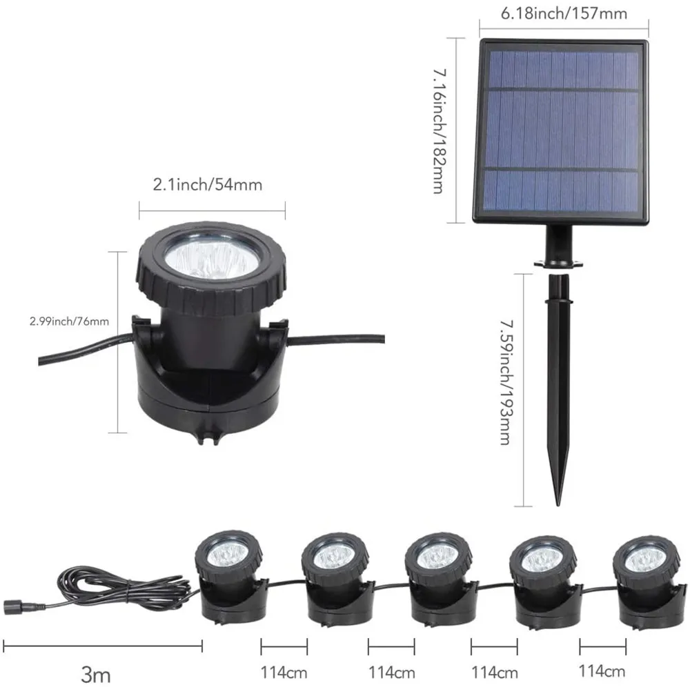 Imagem -02 - Luz à Prova Dágua para Piscina Refletor Submersível Multicolorido com Energia Solar para Decoração de Tanques e Jardins