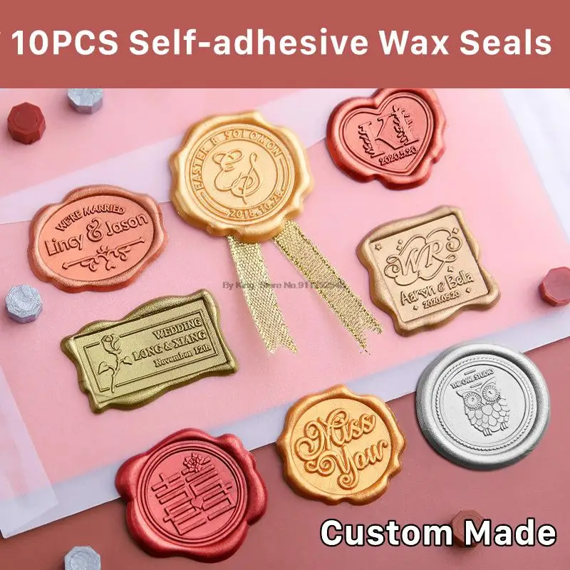 

50pcs Self-Adhesive Wax Seal Stickers With Double-sided Tape Greetings Wedding Envelope Gifts Card Decoration Wax Seal Stickers