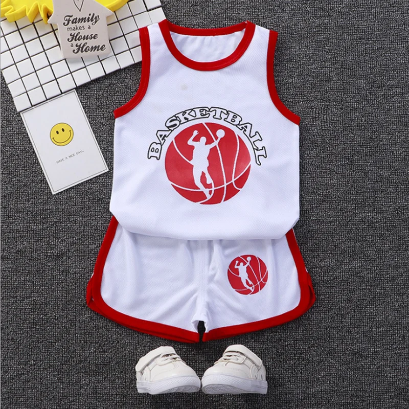 Boys Sports Basketball Summer Casual Sleeveless Vest+Shorts Clothes Set Baby Toddler Clothing For