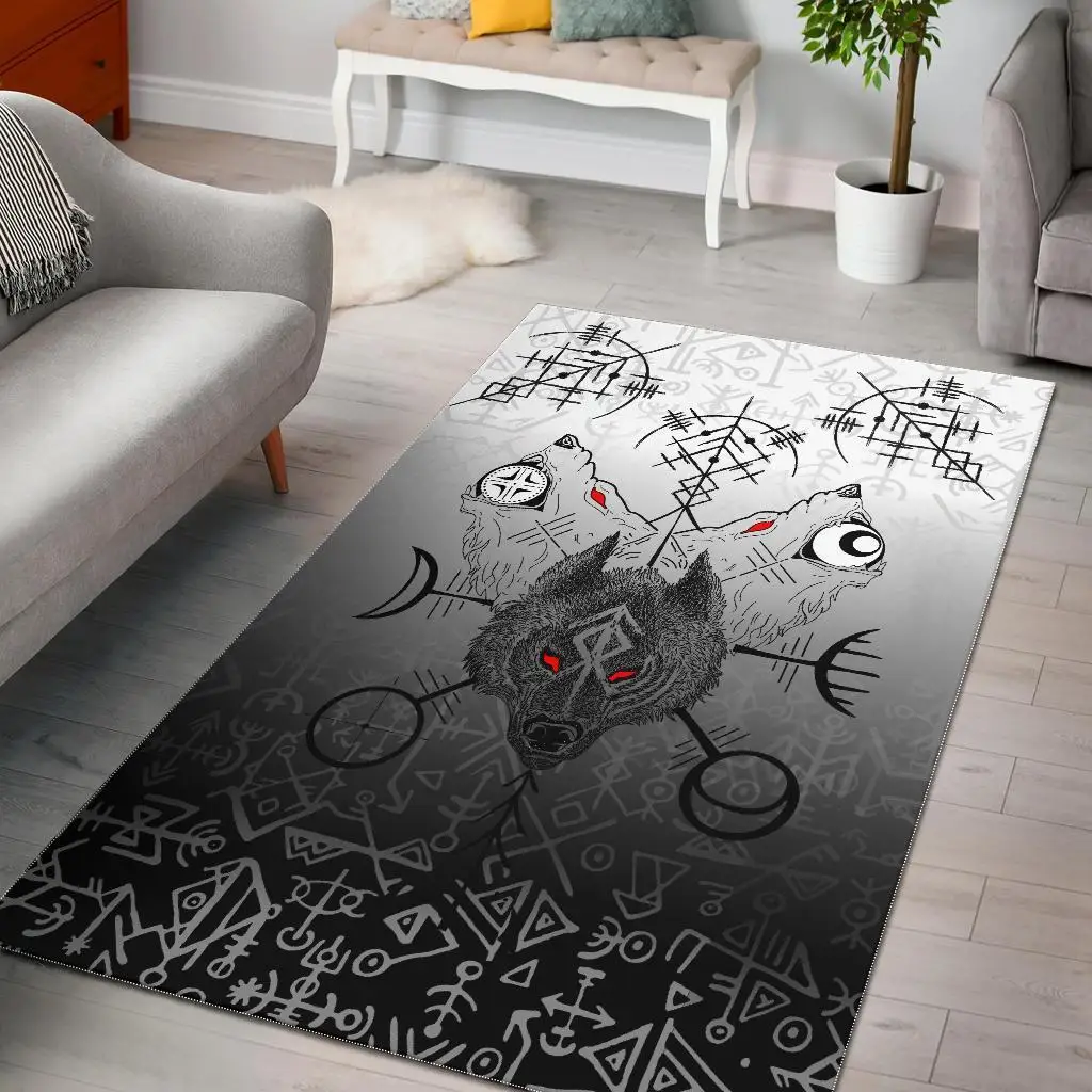 Wolf tattoo Area Rug 3D Printed Non-slip Mat Dining Room Living Room Soft Bedroom Carpet