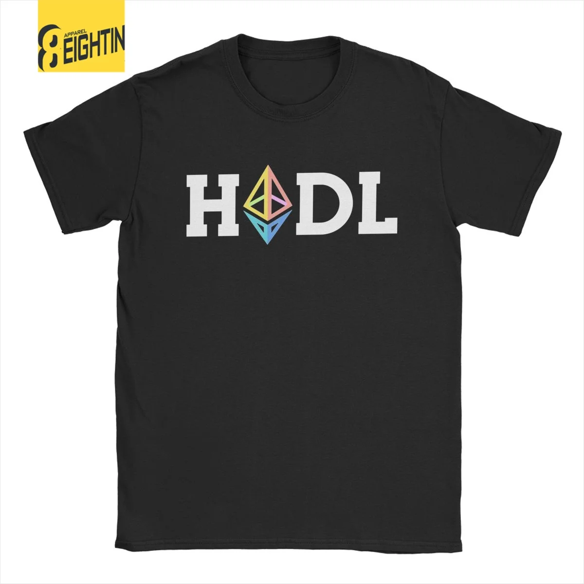 Men's Ethereum Hodl Logo ETH Coin T Shirts Freedom Crypto Bitcoin Trader Pure Cotton Clothes Short Sleeve Crewneck Tees T-Shirt