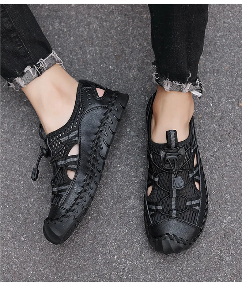 Heißer Verkauf Sommer männer Sandalen Im Freien Nicht-slip männer Strand Sandalen Handarbeit Aus Echtem Leder männer Schuhe mode Männer Turnschuhe – Detail 19