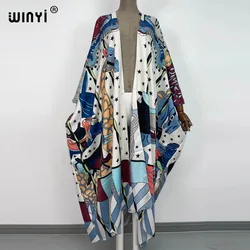 WINYI sukienka boho kimono damskie kardigan ze ściegiem kimono koktajl sexcy Boho Maxi afrykańskiego rękaw w kształcie skrzydła nietoperza wakacyjnego jedwabny szlafrok