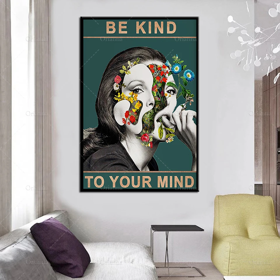 Be Kind To Your Mind Wall Artwork Modular Paintings Cartoon Gifts Pictures Hd Prints Home Poster Canvas Living Room Decoration