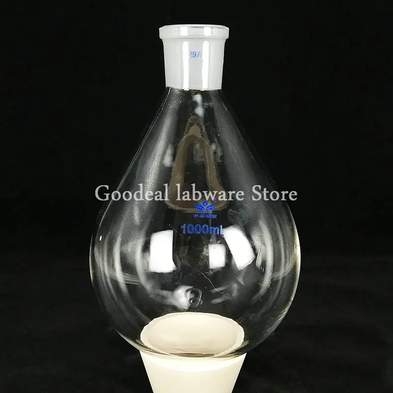 1pcs 50ml to 2000ml Glass Eggplant Shaped Distillation Flask standard frosted mouth 19# 24# 29# Oval bottom single mouth flask