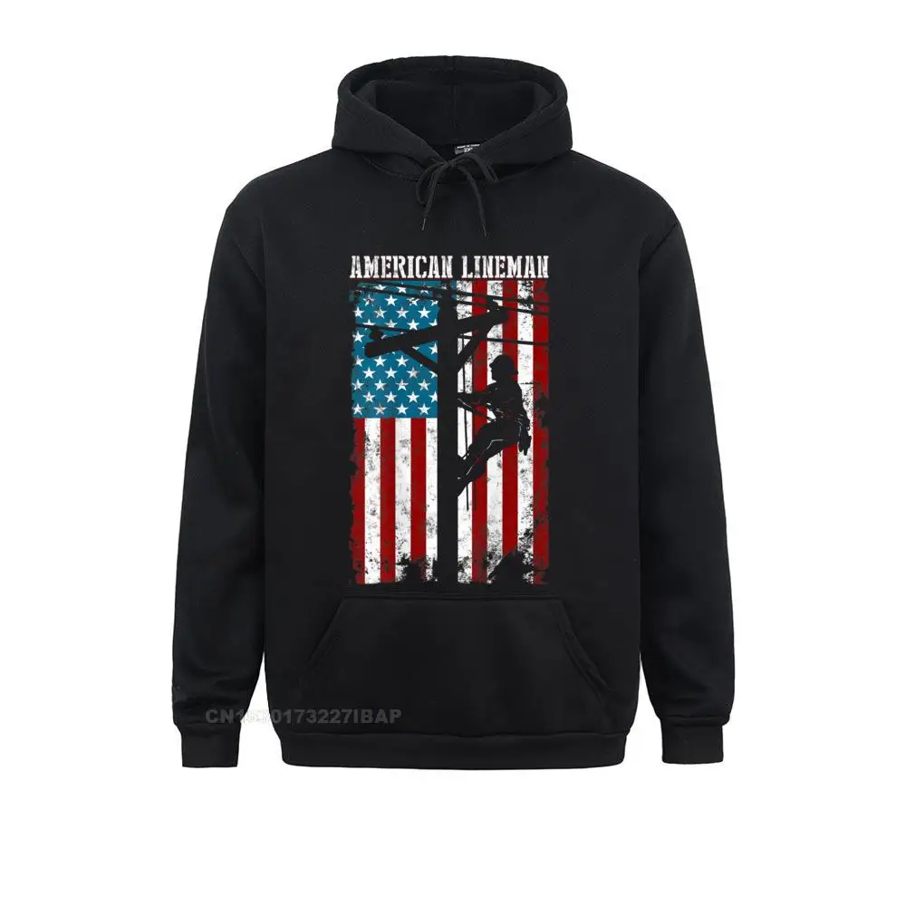 

Lineman American Flag Electric Cable Patriotic Lineman Hooded Pullover Europe Men Hoodies Beach Clothes Discount Sweatshirts