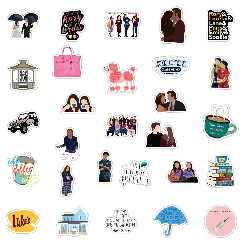 10/30/50PCS Funny TV Show Gilmore Girls Stickers Bike Skateboard Fridge Laptop Luggage Waterproof Joke Decals Sticker Kid Toys