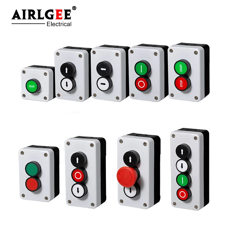 Arrow symbol indicates start and stop self-reset Momentary Waterproof button box switch emergency stop industrial control box