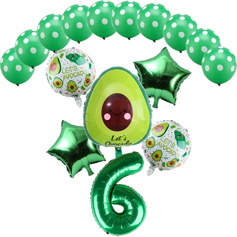 16pcs Green Avocado Shaped Aluminum Foil Balloon Fruit Party Food Festival Children\'s Birthday Party Decoration Globos