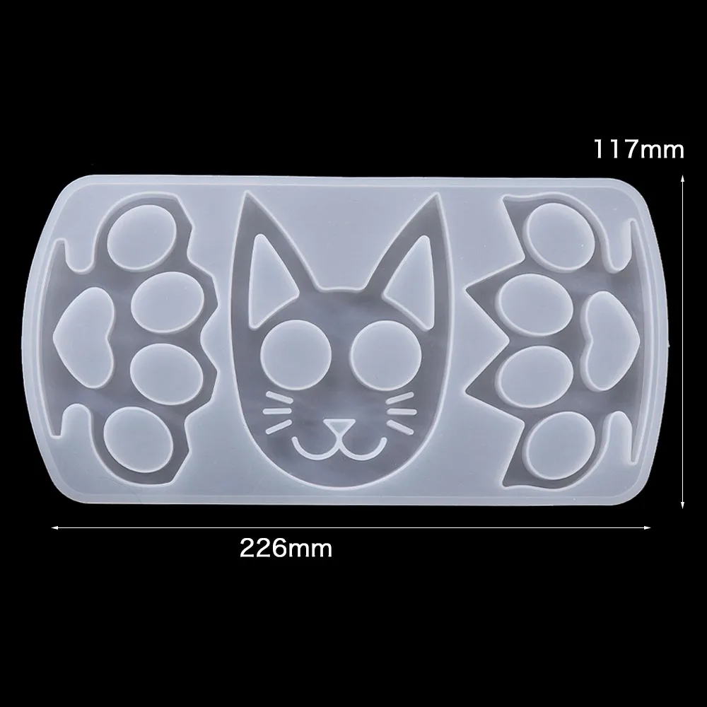 1Pcs Cat Fox Fist Claw Defense Cat Skull Silicone Mould DIY Ring Set Keychain Crystal Epoxy Resin Mold Crafts Narzędzia do odlewania