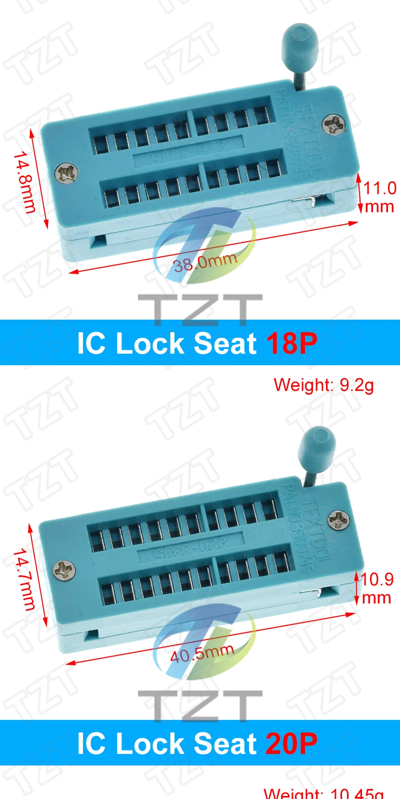 1/3PCS 4 16 18 20 24 28 32 40 P Pin 2,54 MM Grüne Universal-ZIF-Buchse Test-Löttyp Verriegelungsbuchse ZIF-Buchse TZT – Detail 4