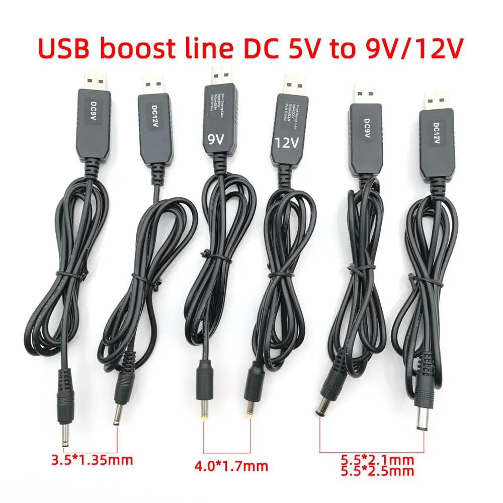 USB Boost Wire DC 5V to 9V 12V DC Jack 5.5x2.1mm 5.5*2.5 Mobile Phone Power Supply Step Up Power Module Converter Cable Cord