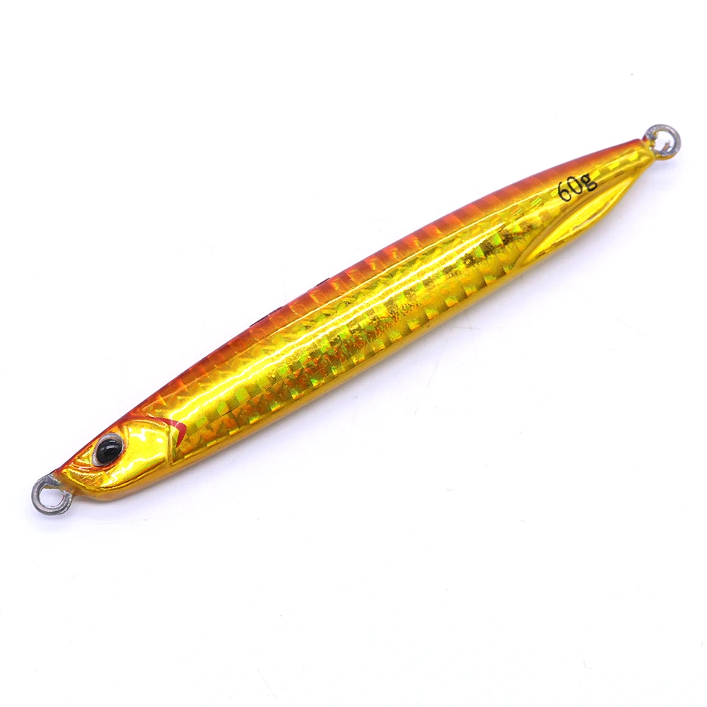 CASTFUN Drag Metal Super Slim Jigging 40g 60g 1pc Casting Jig Metal Jig Artificial Baits Glowing Slow Jigging Fishing